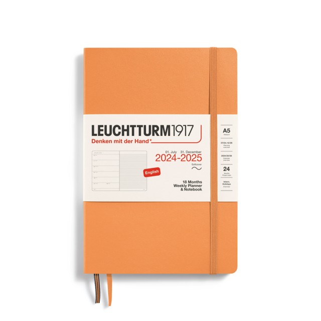 LEUCHTTURM1917 Medium (A5) Weekly Planner 2025 & Notebook Softcover 18 maanden